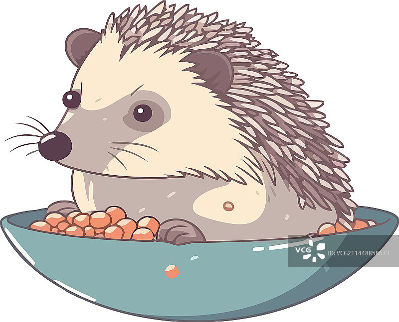 可爱的刺猬享受秋天的水果图片素材