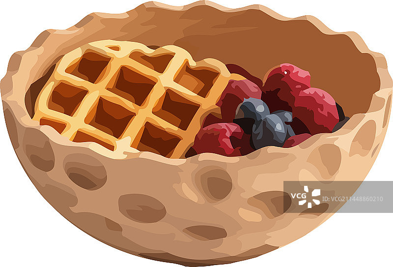 新鲜烤制的华夫饼配浆果糖浆图片素材