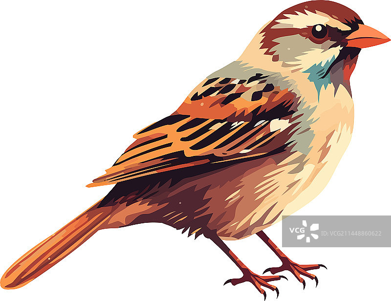 白色背景上的可爱小麻雀图片素材