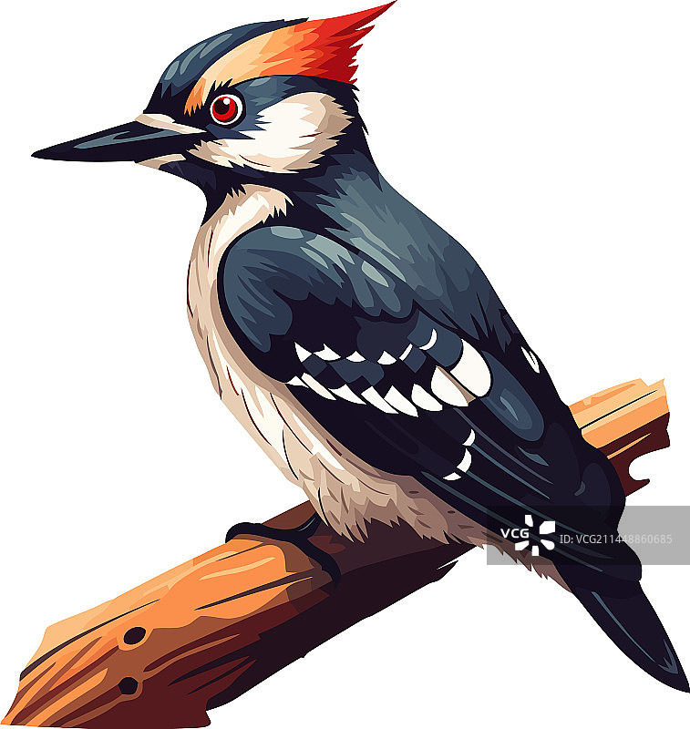 啄木鸟栖息在森林树枝上图片素材