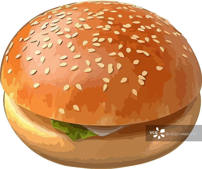 烤芝士汉堡配新鲜番茄芝麻面包图片素材
