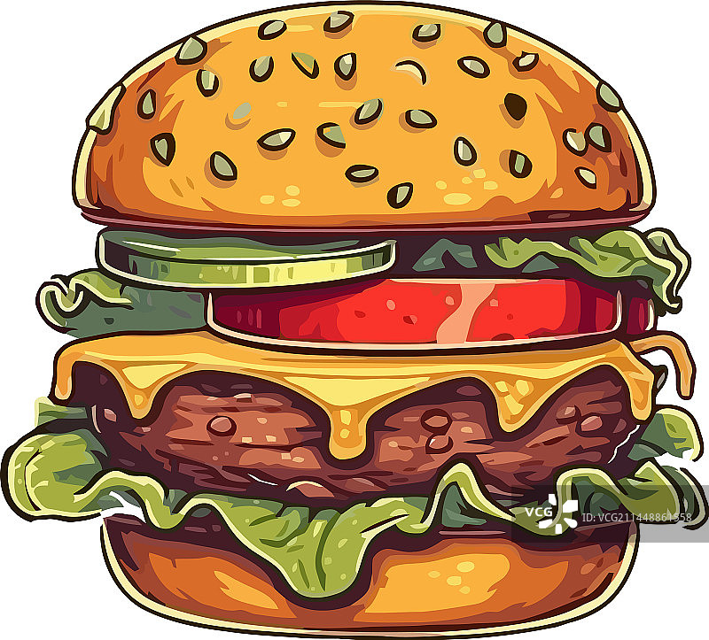 烤芝士汉堡，配芝麻面包图片素材