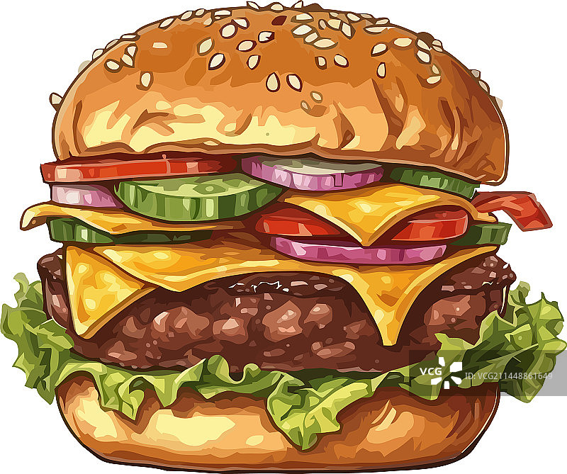烤芝士汉堡快餐图标图片素材