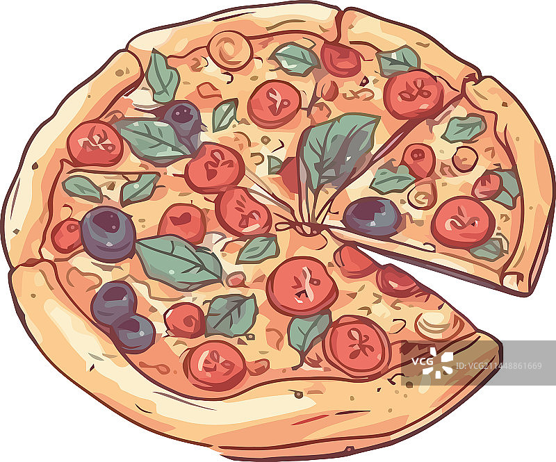 肉类蔬菜披萨切片图片素材