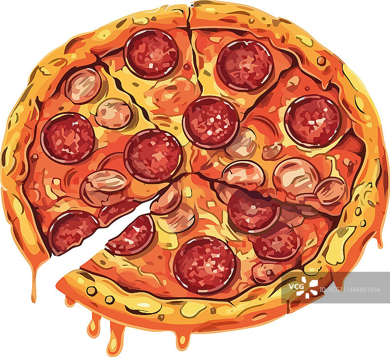 莫扎里拉萨拉米香肠和意大利辣香肠披萨图片素材