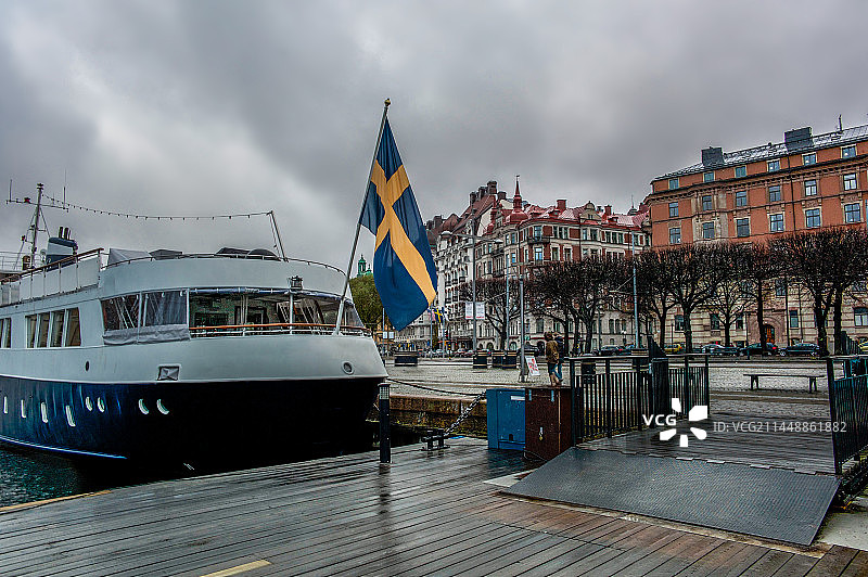 北欧瑞典斯德哥尔摩赫尔辛基旧城区海港码头图片素材