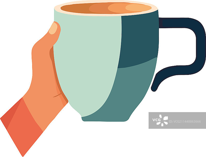 手持热卡布奇诺杯图片素材