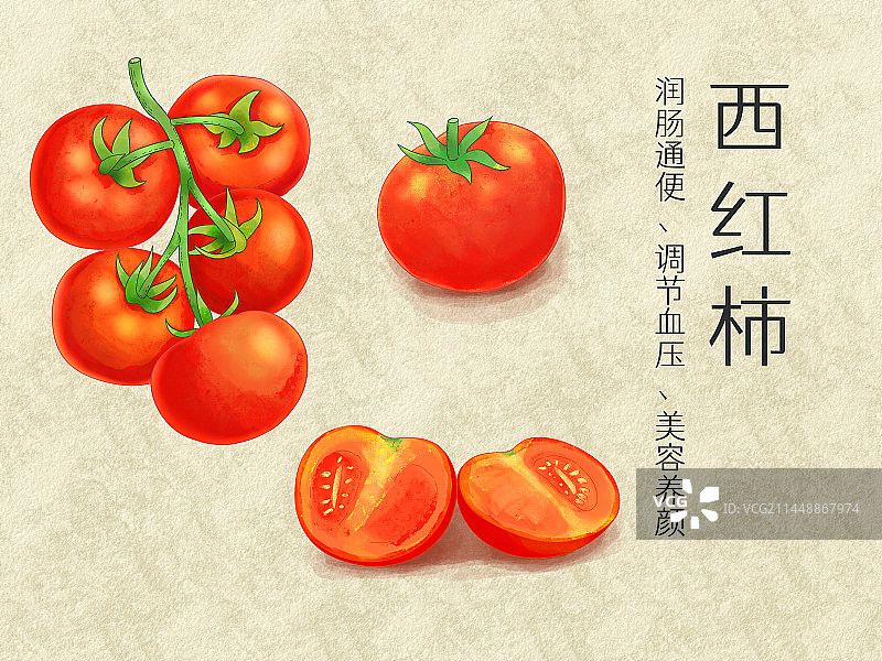 手绘水彩蔬菜西红柿插画图片素材