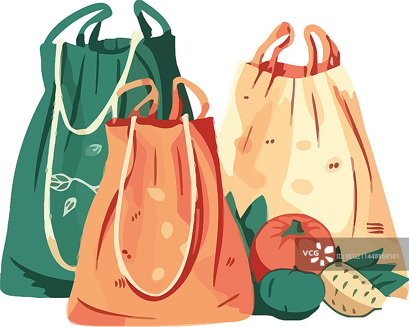 购物袋里的有机水果图片素材