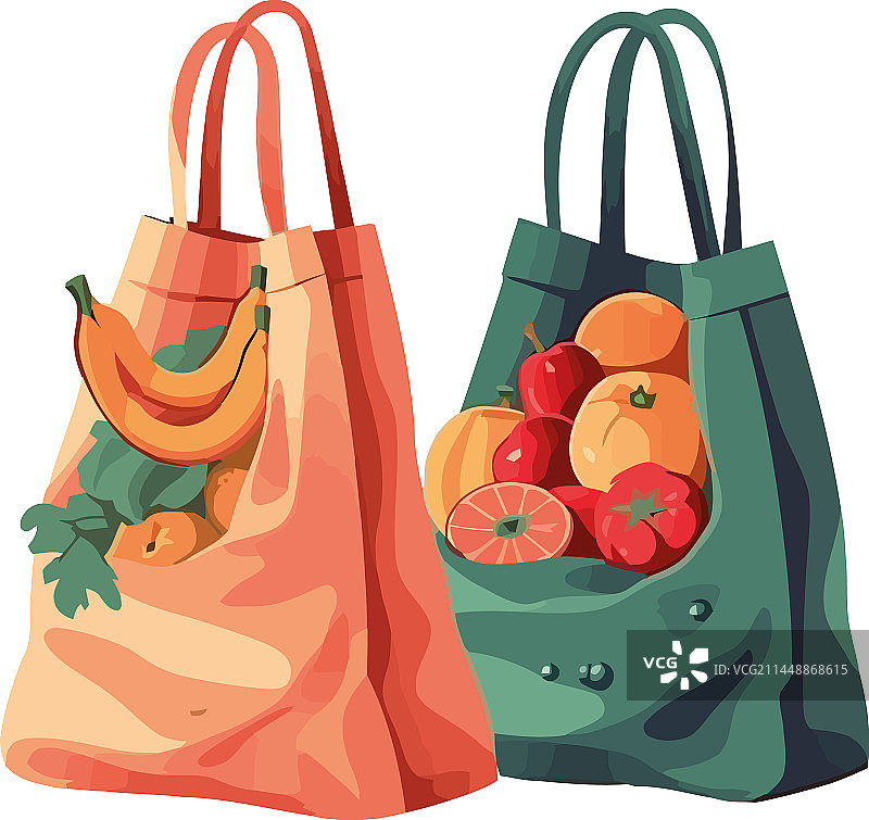 纸袋里的有机水果图片素材