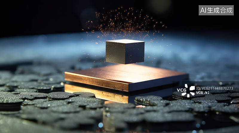 【AI数字艺术】室温超导体材料结构概念图，未来科技背景图片素材