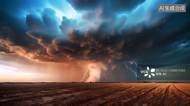 【AI数字艺术】壮阔宏伟雷暴风景图片素材