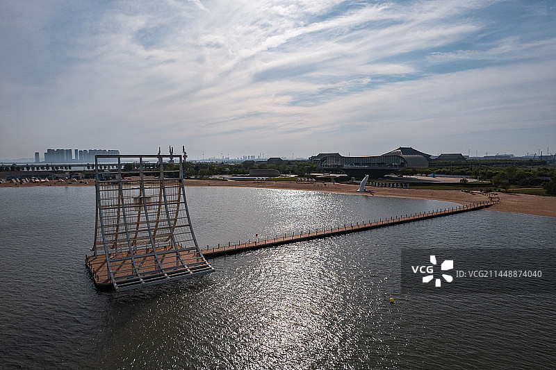 天津滨海新区生态城海上建筑艺术图片素材
