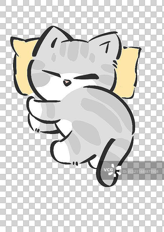 可爱猫咪手绘风格插画 睡觉小猫图片素材