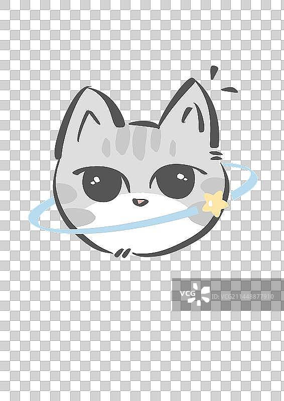 可爱猫咪手绘风格插画  猫咪宇宙图片素材