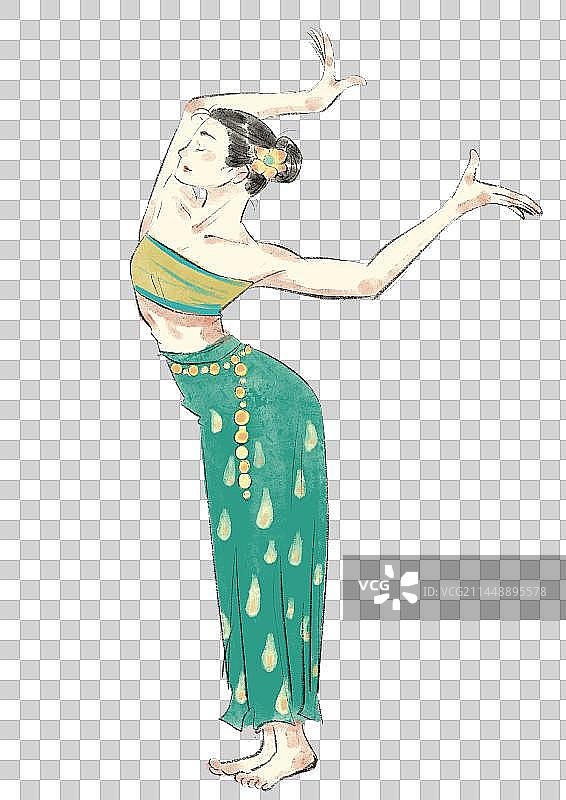云南傣族舞蹈插画元素图片素材