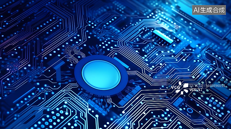 【AI数字艺术】脑机接口芯片平面科技概念图图片素材