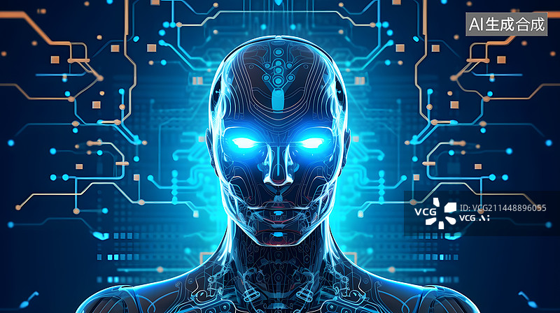 【AI数字艺术】脑机接口芯片平面科技概念图图片素材