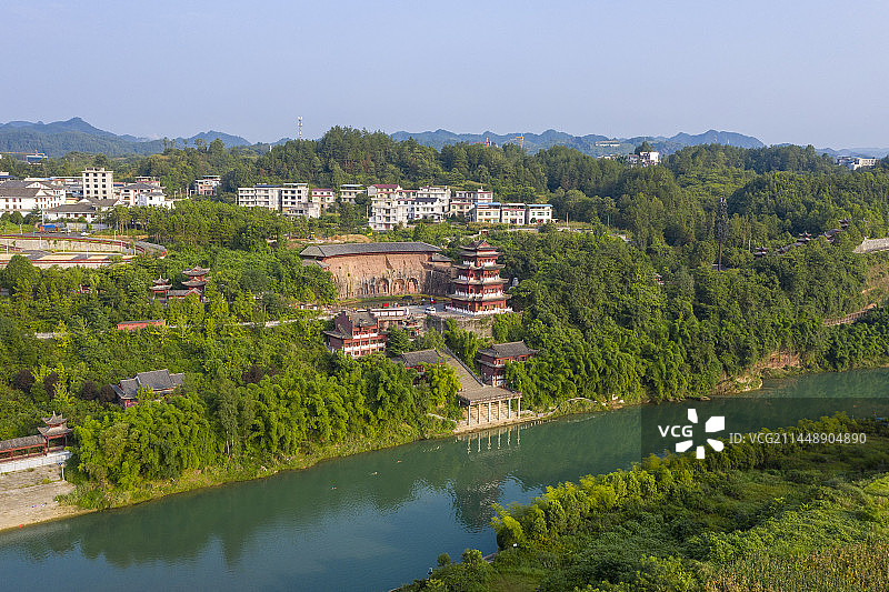 航拍湖北省恩施州来凤县仙佛寺图片素材