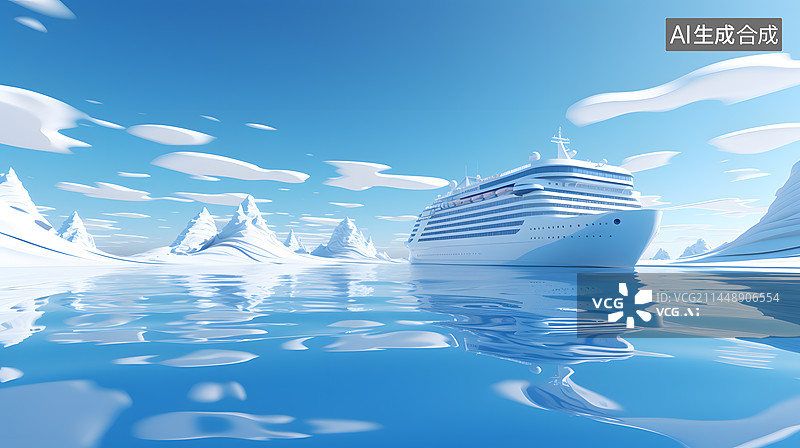 【AI数字艺术】极地游轮风景图片素材