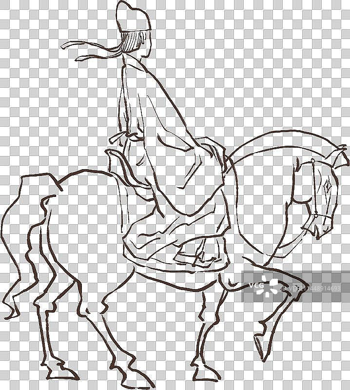 骑马的古人背影元素图片素材