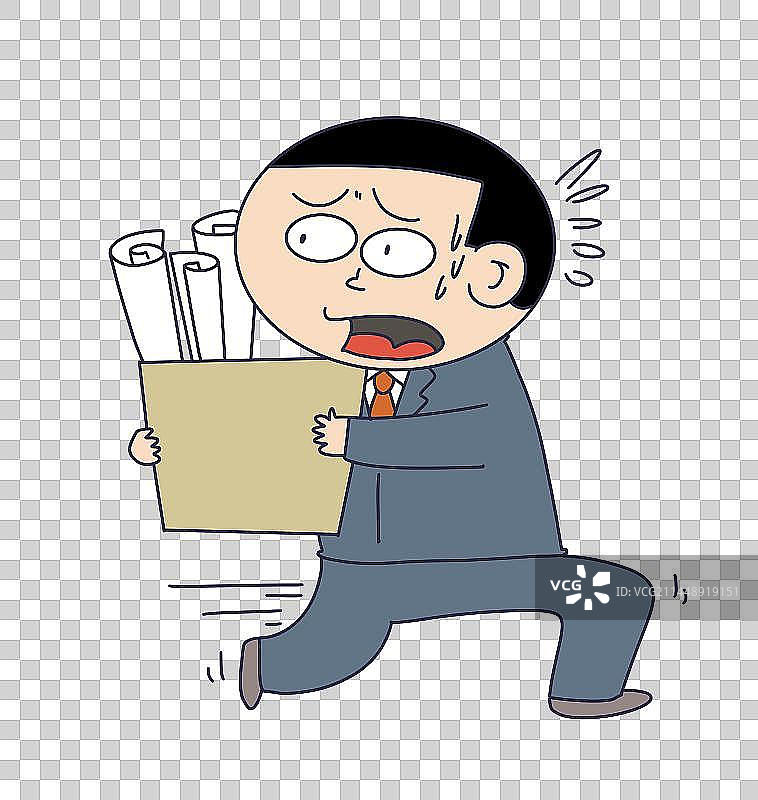 元素：抱着资料逃跑的人物图片素材