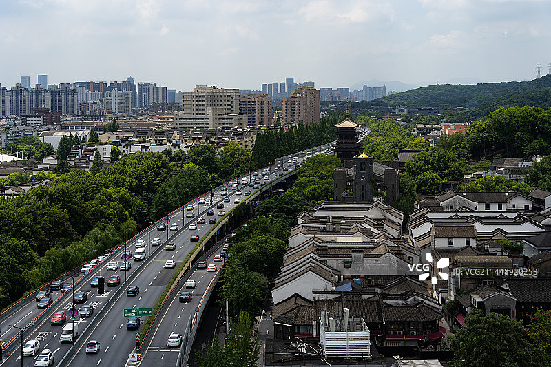 杭州望仙阁 中河高架 南宋皇城 古今交融图片素材