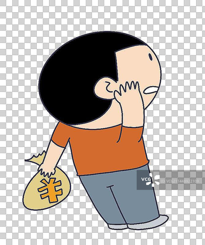 元素：手拿钱袋的背面图图片素材