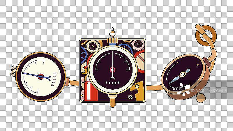 蒸汽朋克钟表计时装置矢量免扣素材图片素材