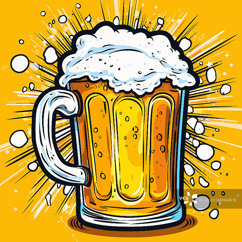 手绘漫画啤酒涂鸦图片素材