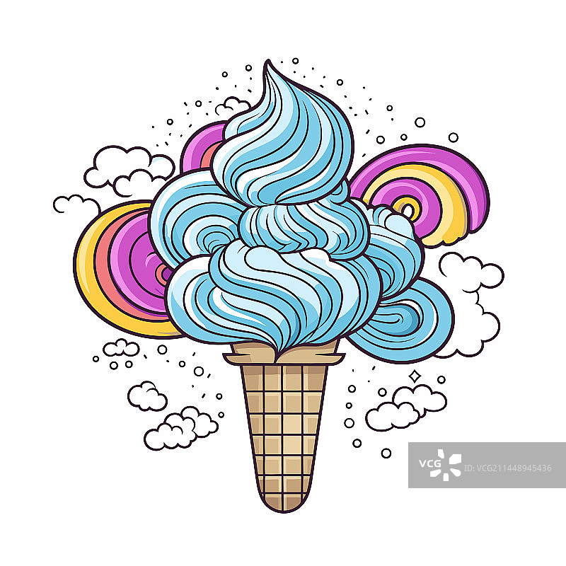 手绘卡通冰淇淋涂鸦图片素材