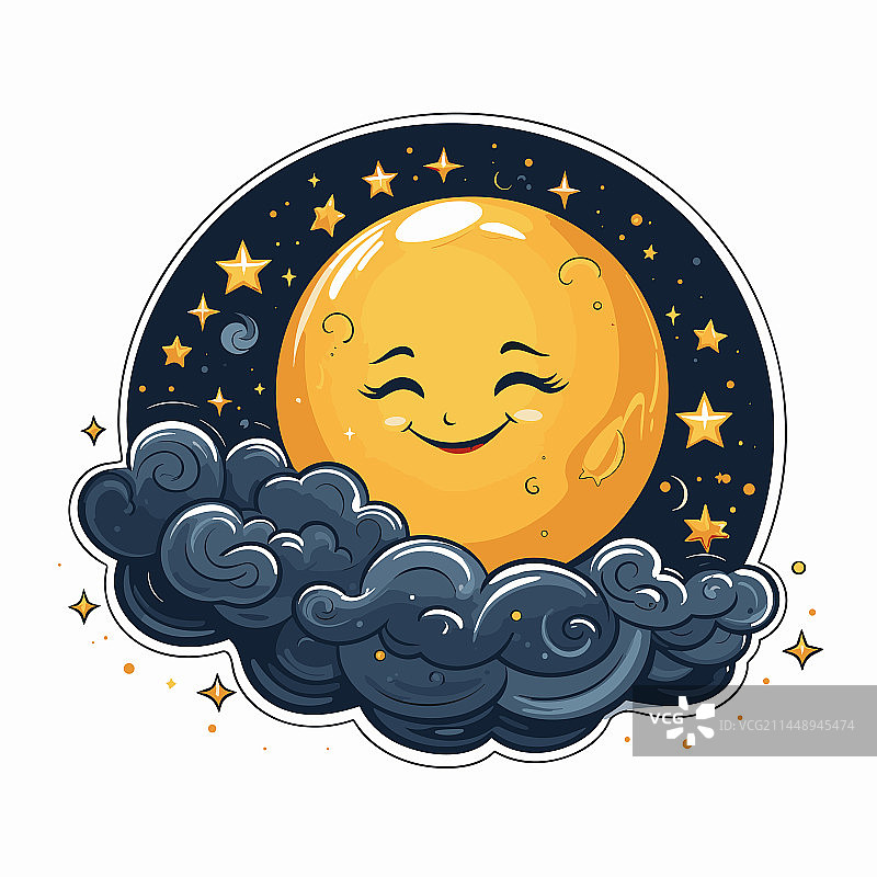 手绘卡通月亮涂鸦图片素材