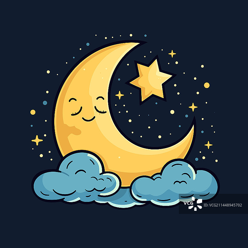 手绘卡通月亮涂鸦图片素材