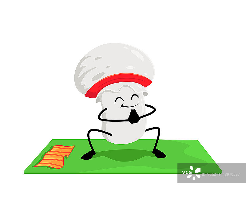 瑜伽姿势的卡通蘑菇角色图片素材