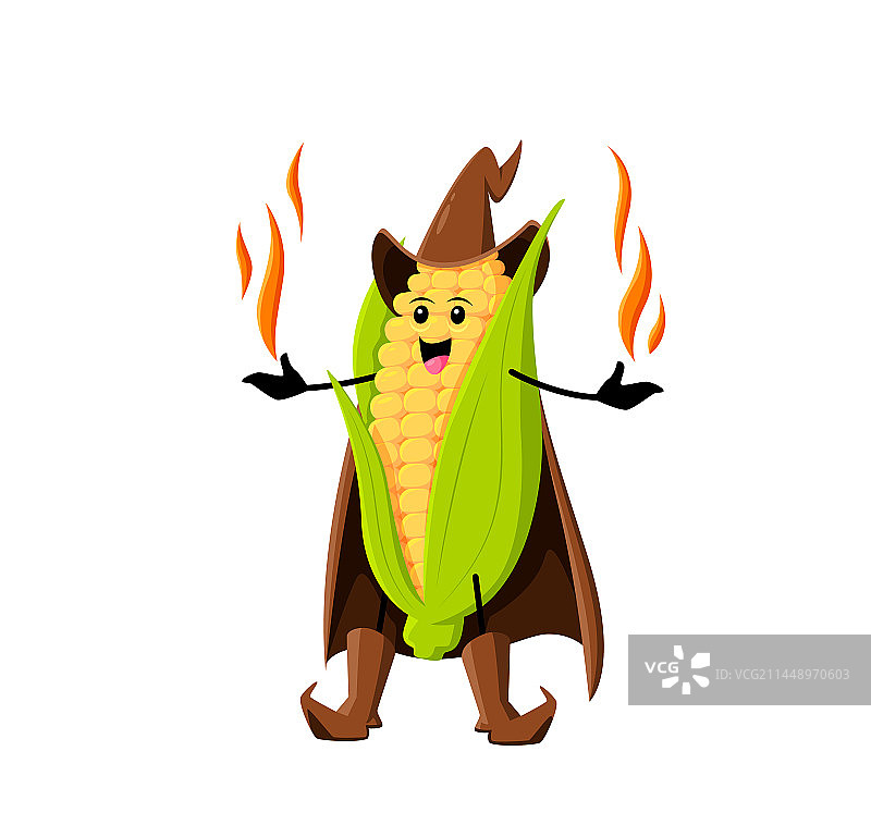 万圣节卡通玉米棒巫师角色图片素材