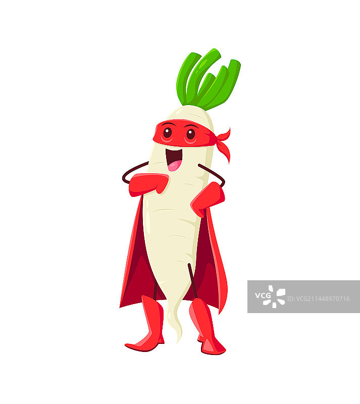卡通白萝卜蔬菜英雄角色图片素材