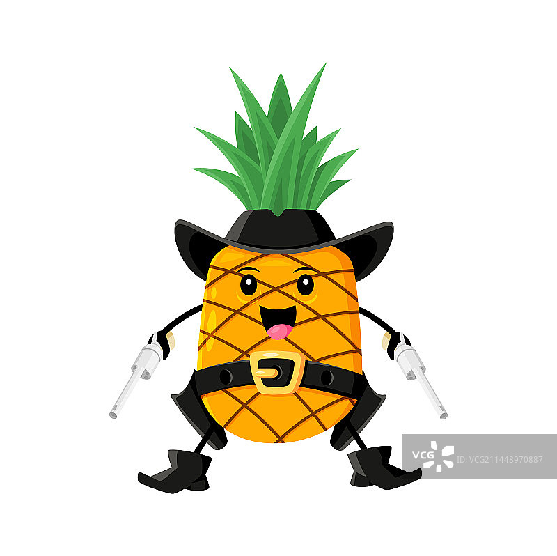 卡通菠萝水果牛仔警长图片素材