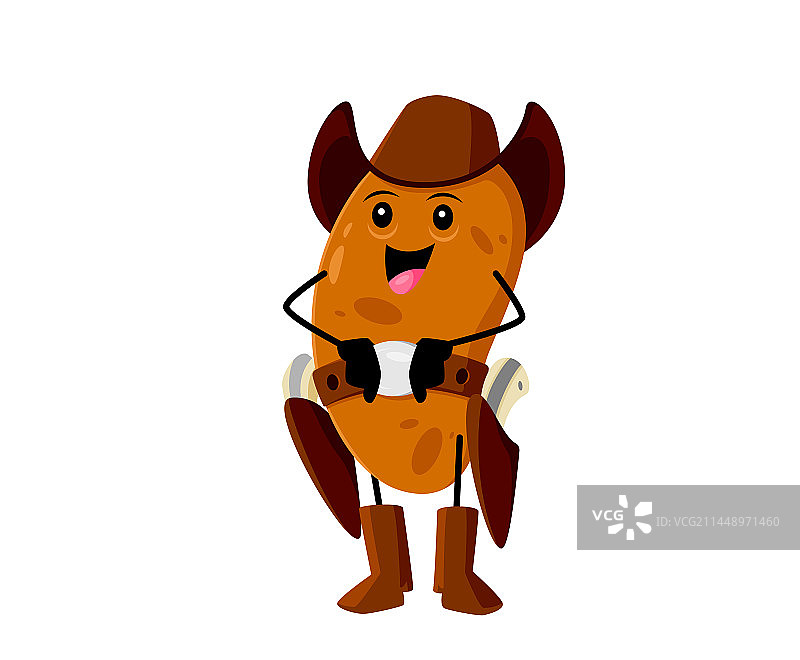 卡通西部土豆牛仔蔬菜角色图片素材