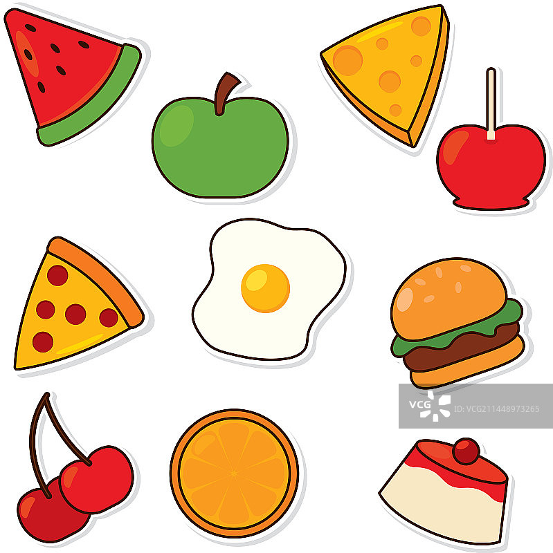 彩色食物表情符号图标图片素材