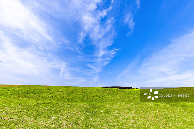蓝天白云大草坪图片素材