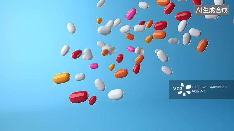 【AI数字艺术】创意飞溅药片图片素材