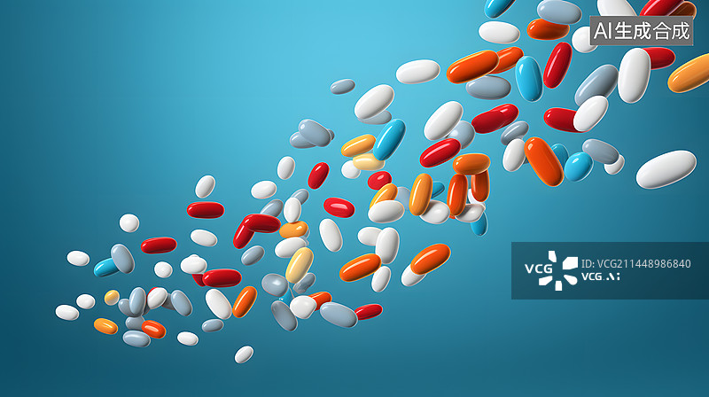 【AI数字艺术】创意飞溅药片图片素材