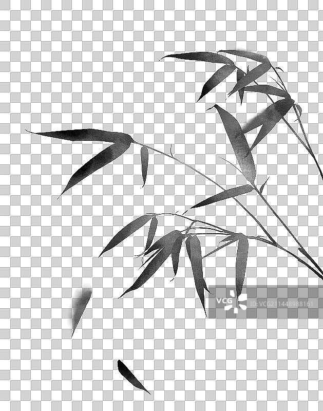 水墨画风竹叶素材图片素材
