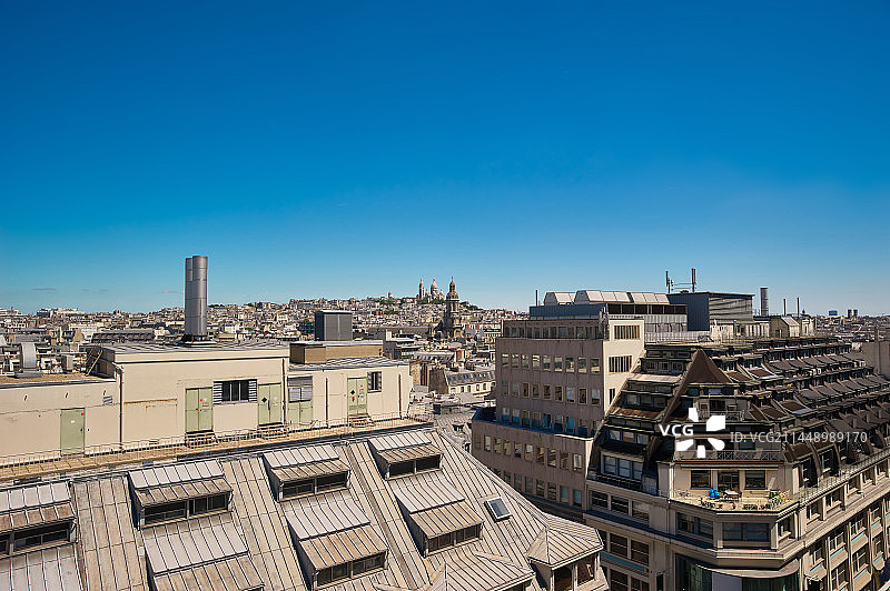 欧洲法国巴黎拉法叶特百货楼顶俯视巴黎全景图片素材