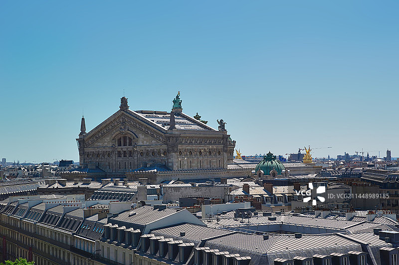 欧洲法国巴黎拉法叶特百货楼顶俯视巴黎全景图片素材
