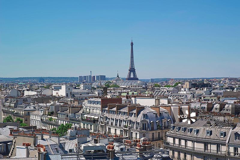 欧洲法国巴黎拉法叶特百货楼顶俯视巴黎全景图片素材