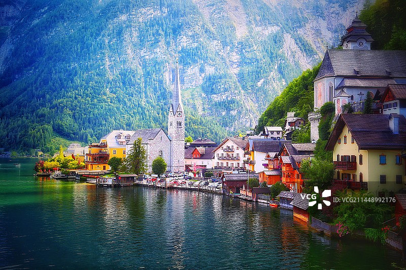 哈尔施塔特的黄昏图片素材