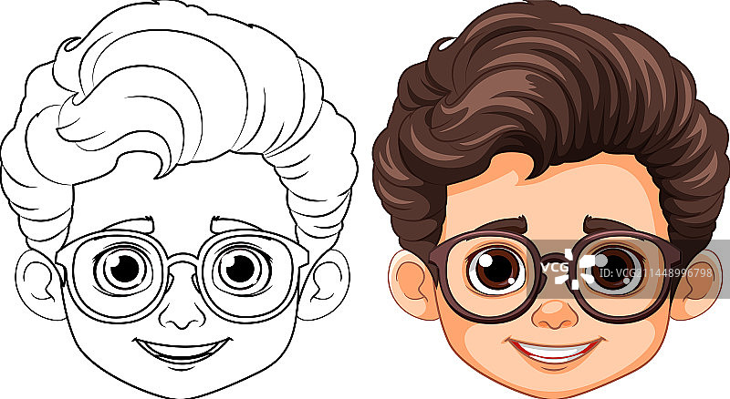 棕色头发和棕色眼睛的男孩轮廓图片素材