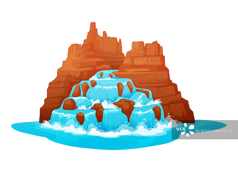 卡通狂野西部瀑布和水流图片素材