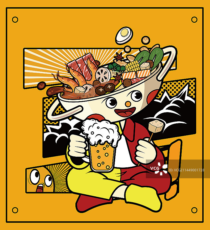 火锅拟人漫画风插画图片素材